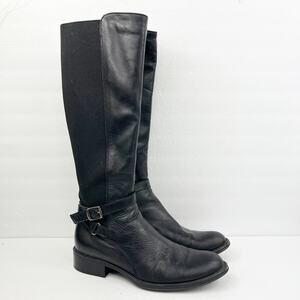 Aquatalia Olita Leather Knee High Riding Boots Black